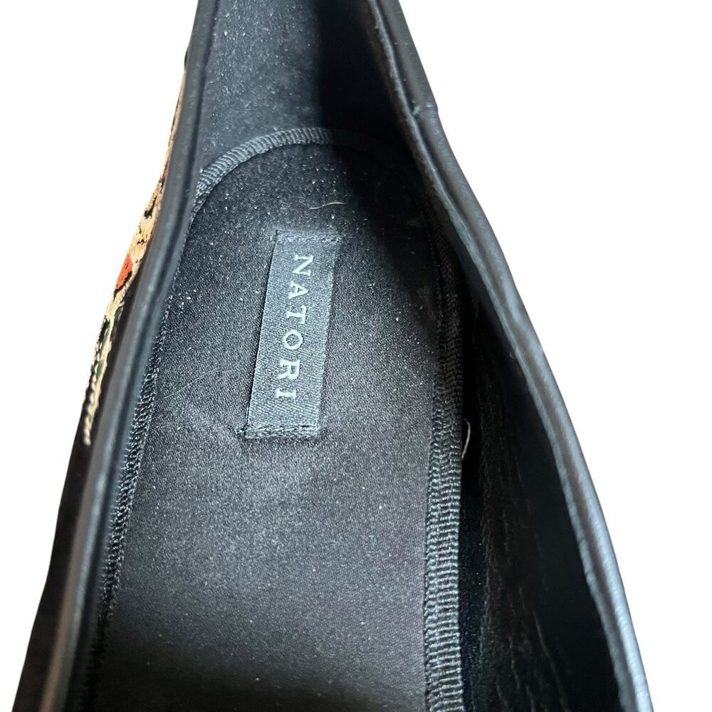 Natori Women's Black Edda Suede Embroidered Floral Loafers Size 9.5 Slip On - Picture 10 of 12